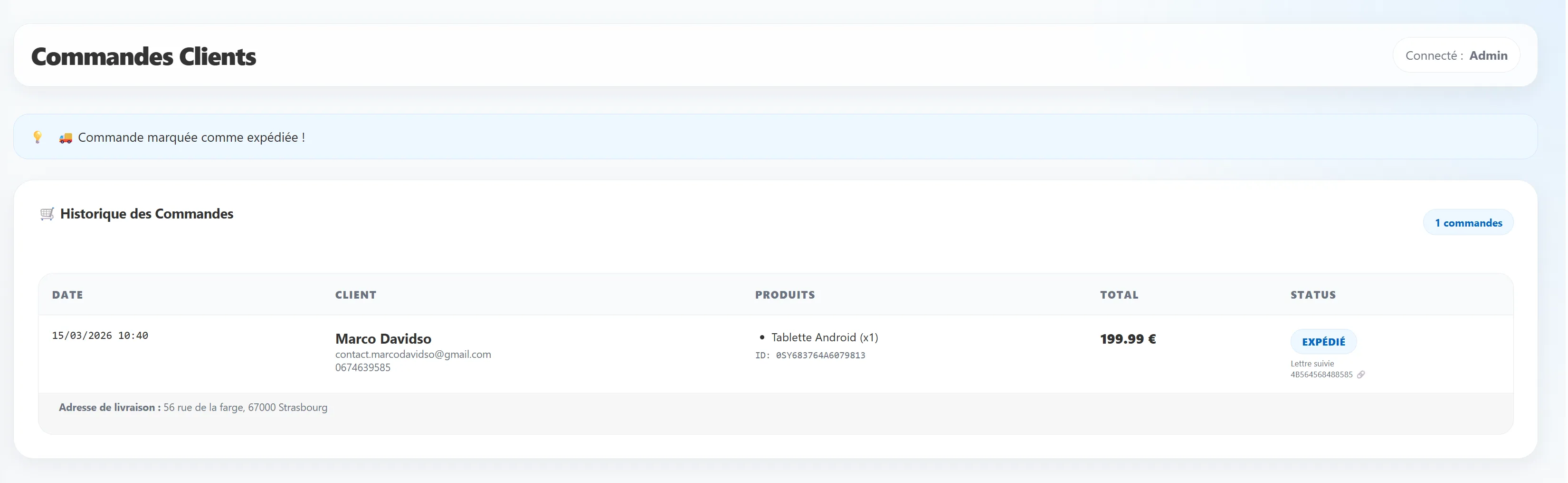 Gestion des Commandes et Stocks Storeo